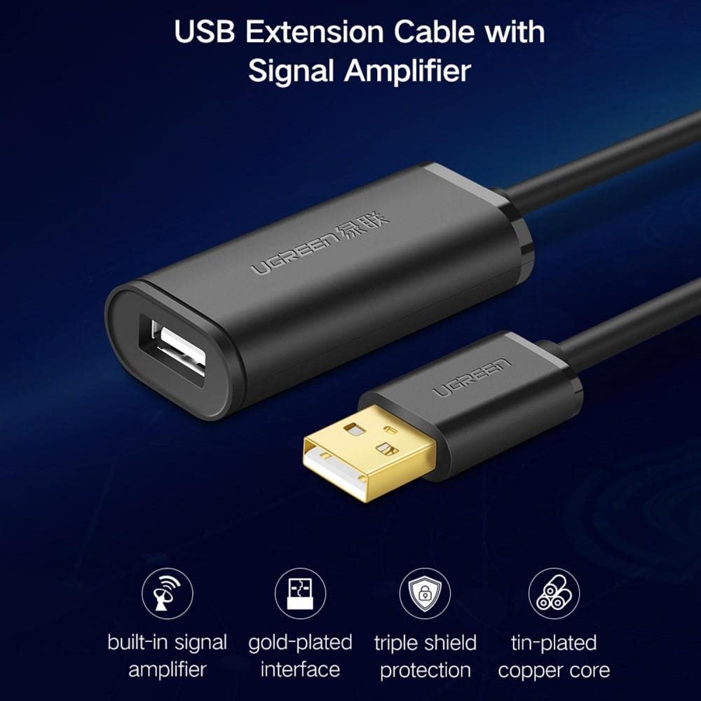 UGREEN Kabel USB 2.0 Extension Aktif USB male to female goldplated
