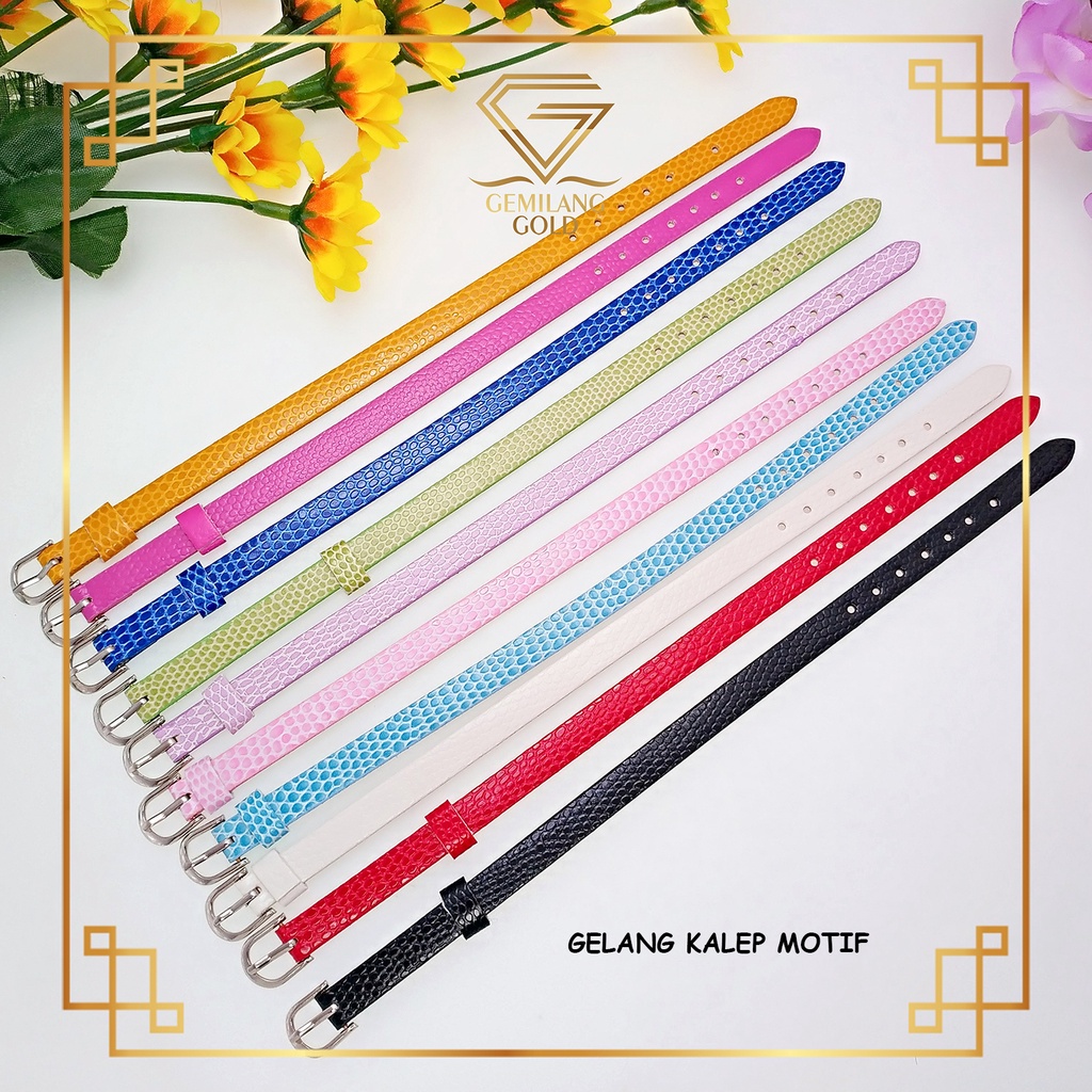 GELANG KULIT SABUK TALI JAM UNTUK LIONTIN CHARM EMAS VARIAN ANEKA WARNA WATERPROOF (GELANG KALEP JAH