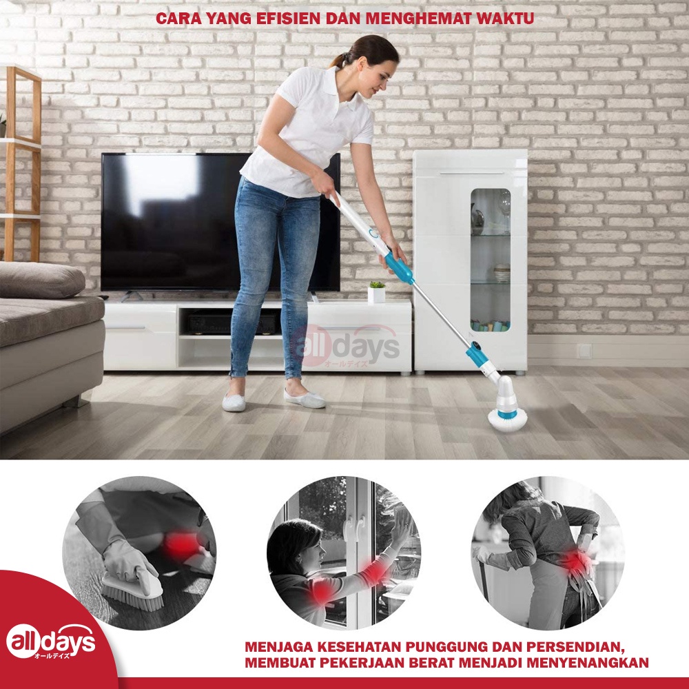 Alldays 3in1 Electric Cleaning Turbo Scrub Brush Adjustable Waterproof Wireless Charge / Sikat Pembersih Otomatis