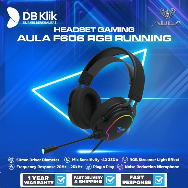 Headset Gaming AULA F606 Wired RGB Running- AULA F606 Gaming Headphone