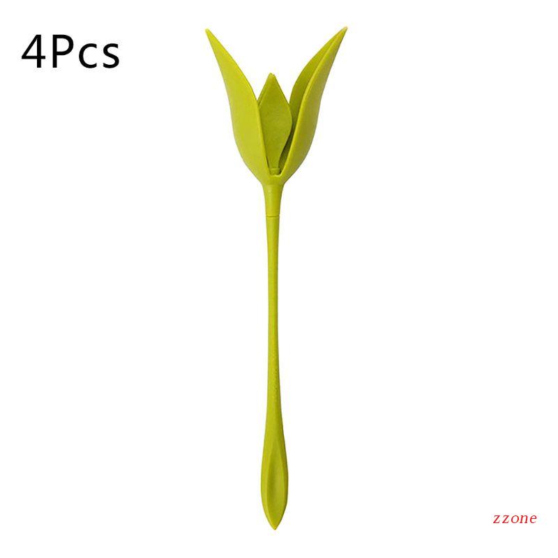 Zzz 4pcs Napkin Holders Table Green Twist Flower Buds Bloom Serviette Holder Hadiah