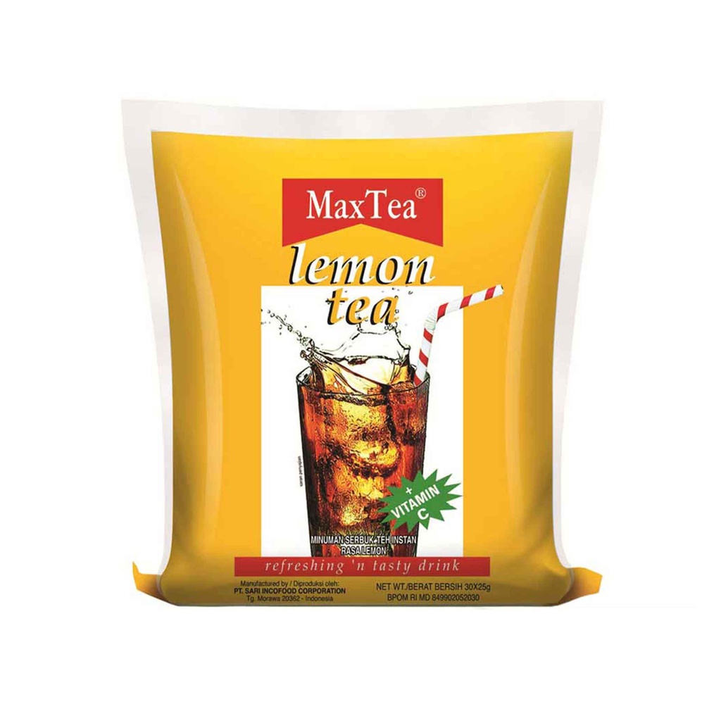 Teh  / MaxTea Lemon Tea / isi 30 pcs / Lemon tea / Teh serbuk instan