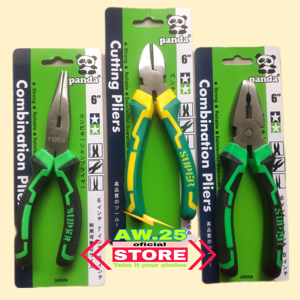 Paket TANG SET 3 in 1 KOMBINASI POTONG LANCIP 6 inch / TANG BOSS/TANG PANDA SUPER