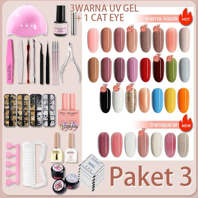 Paket Nail Art UV Led Gel Set Lengkap Kutek Lampu UV Set PAKET 3