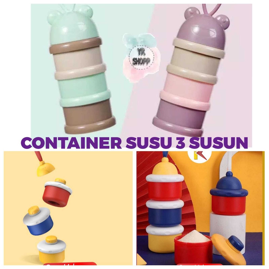 ( BC )Botol Penyimpanan Bubuk Susu / Milk Powder Container / Tempat Susu Snack Bayi Susun 3