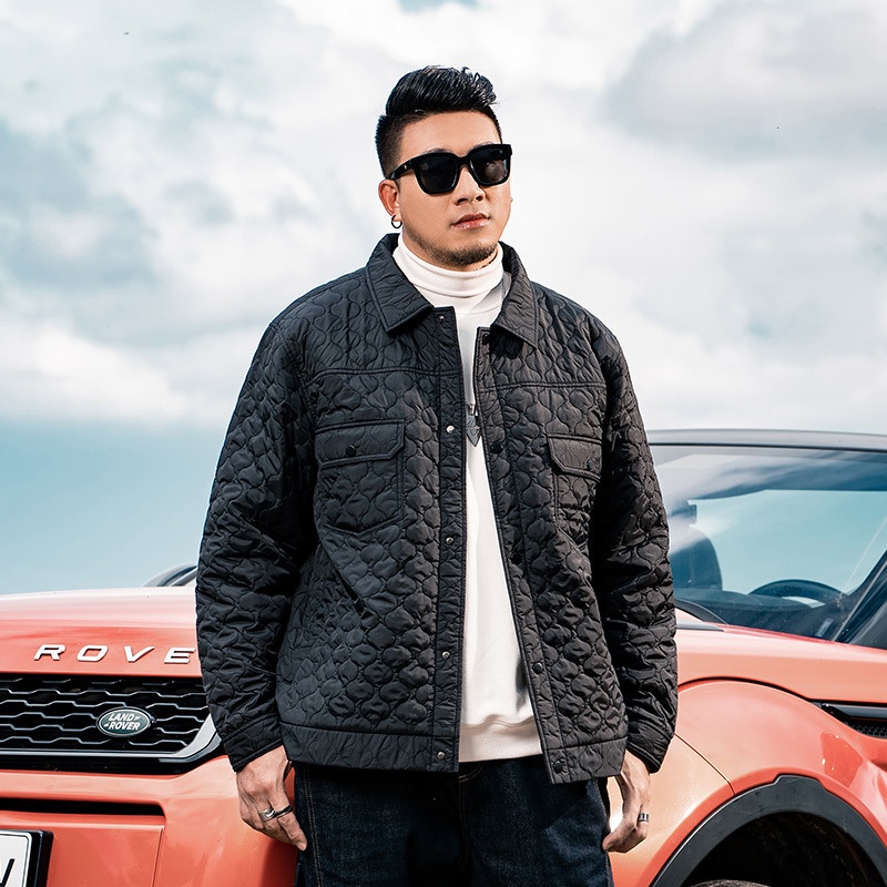 Plus Ukuran Fashion  Pria Plus Ukuran Pria Gendut  Keren Lapel Katun Tipis Jaket Mantel