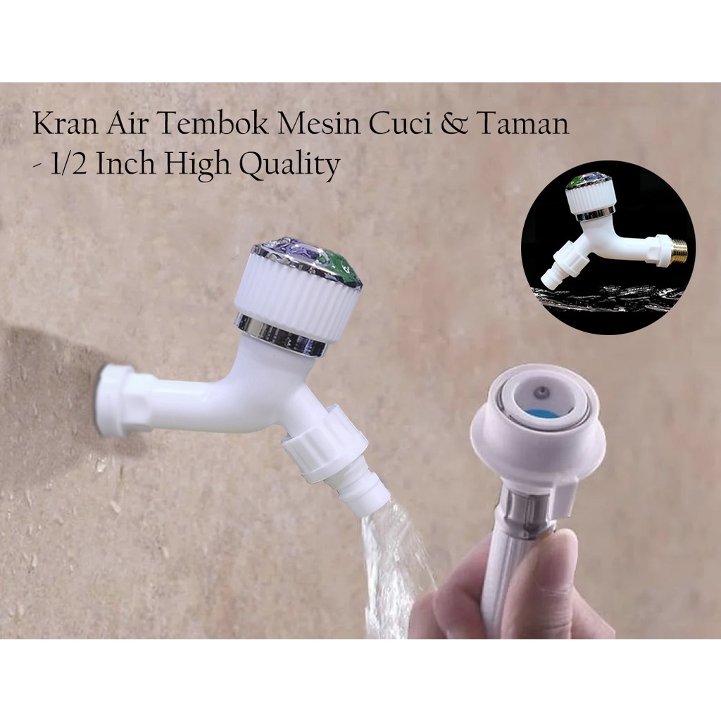 (SerbaSerbi)Kran Air Plastik 1/2&quot; Drat Kuningan Keran Taman  Mesin Cuci 1/2 Inch Warna Warni.