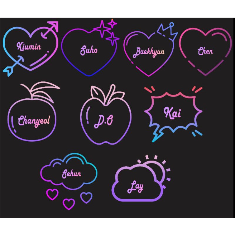 Sticker Hologram EXO Deco Lightstick Hiasan LS Exo KPOP Custom Nama