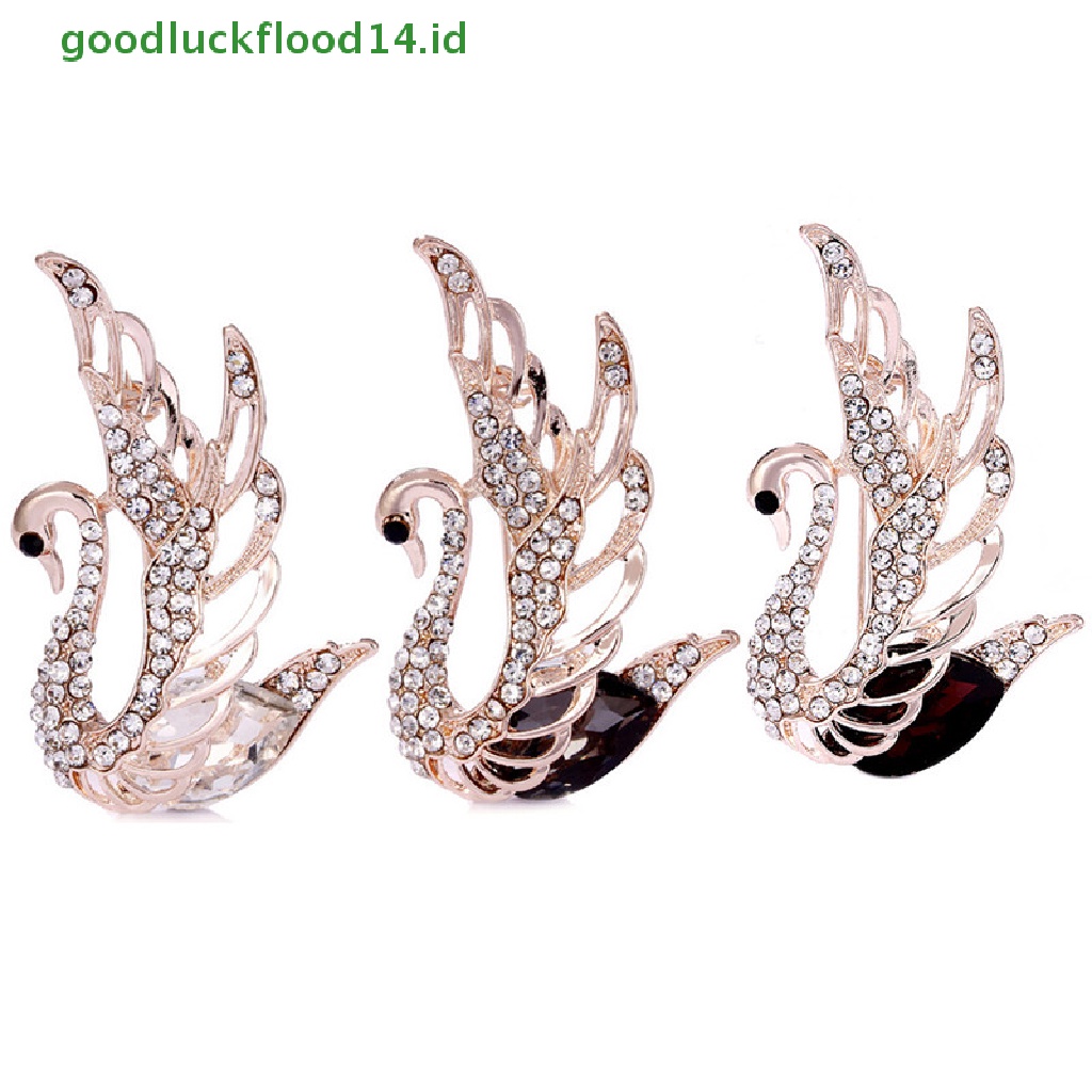 [GOOGFOUR] Berlian Imitasi Swan Bros Kristal Hewan Bros Jas Kerah Pin Perhiasan [TOP]