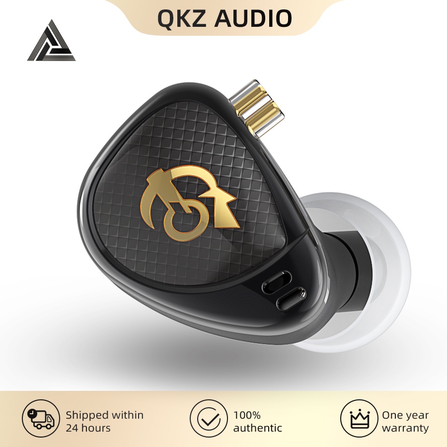 Qkz x HBB Khan 2d Driver HiFi Earphone In Ear Monitor IEM 3D Printed Shell Lepas Pasang OFC 0.75mm Kabel 2pin Untuk Audiophile