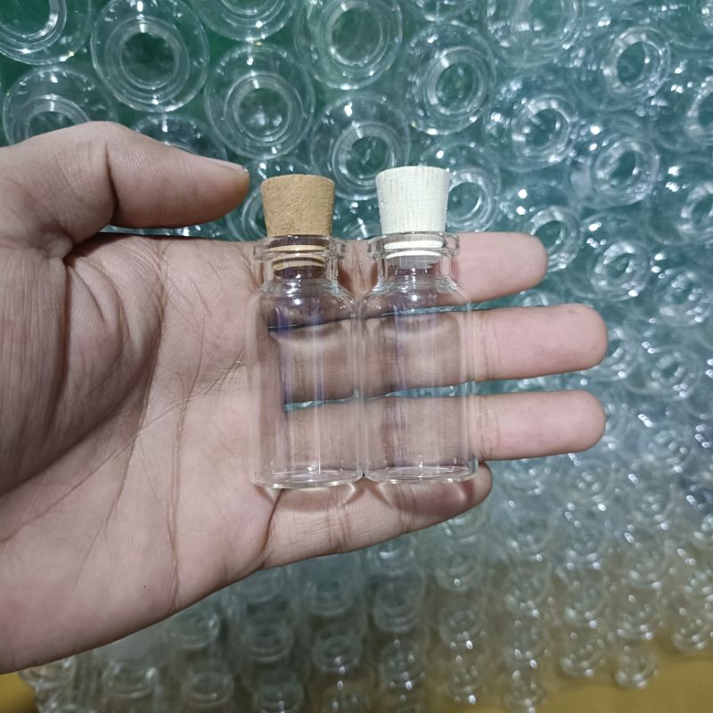 Botol kaca 5ml , 6ml ,8ml , 10ml , 12ml , 15ml , 20ml Botol vial kaca tutup kayu souvenir hias
