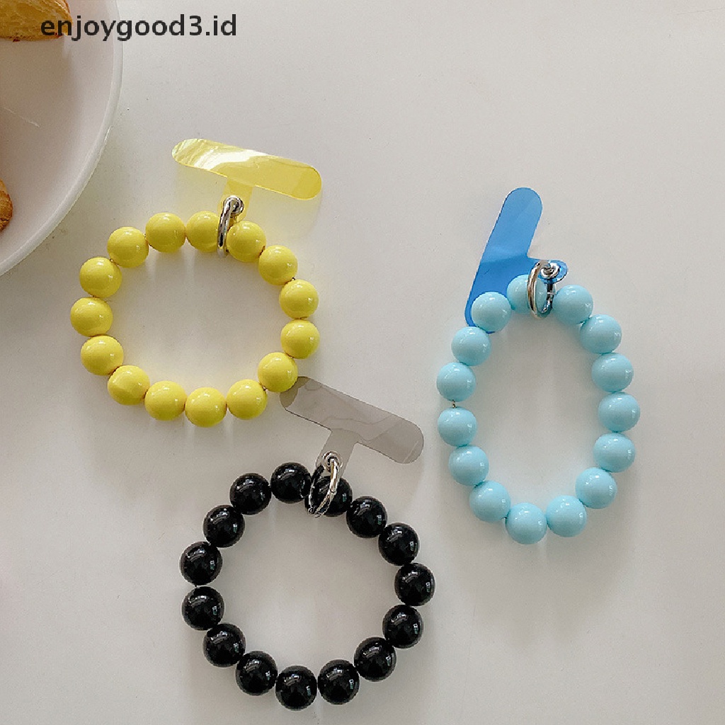 [Rready Stock] Lucu Permen Warna Ponsel Lanyard Akrilik Manik Bulat Rantai Portabel DIY Kasus Ponsel Aksesoris Hias Buatan Tangan Manik-Manik Gelang Tali Pergelangan Tangan Lanyard Telepon (ID)