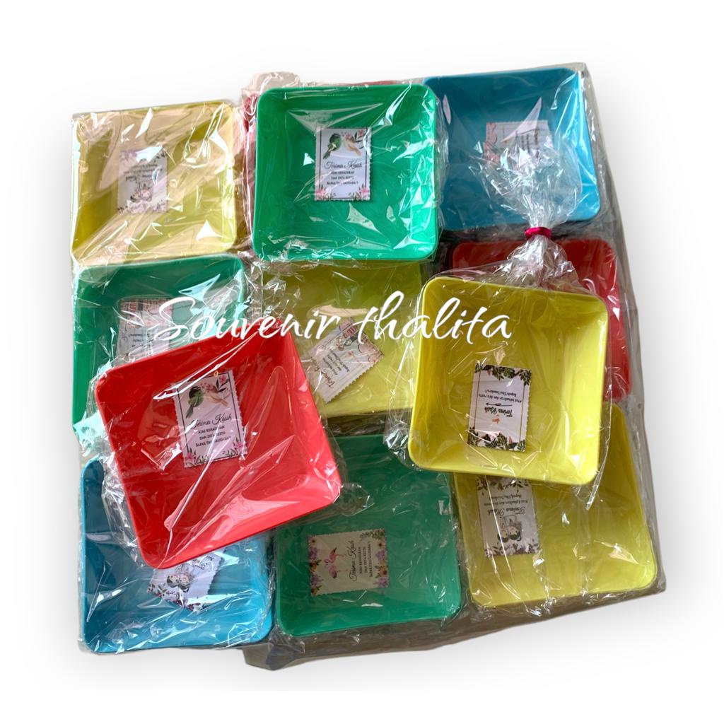 Isi 50 Pcs souvenir pernikahan mangkok kotak warna / mangkok kotak warna soft kemas plastik isi 50 pcs dan gratis kartu ucapan terima kasih