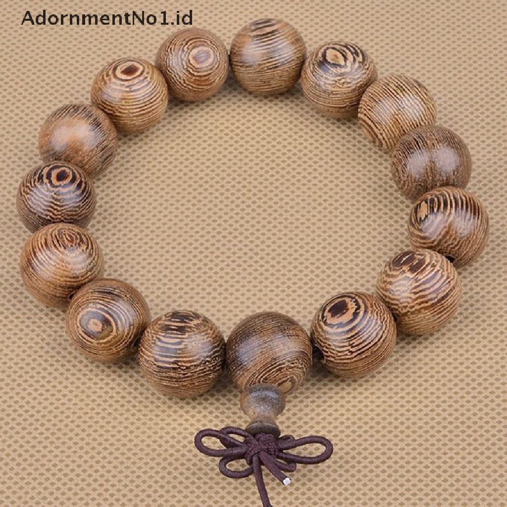 [AdornmentNo1] 15mm Kayu Tibet Buddha Budha Tasbih Gelang Mala Bangle Wristband [ID]