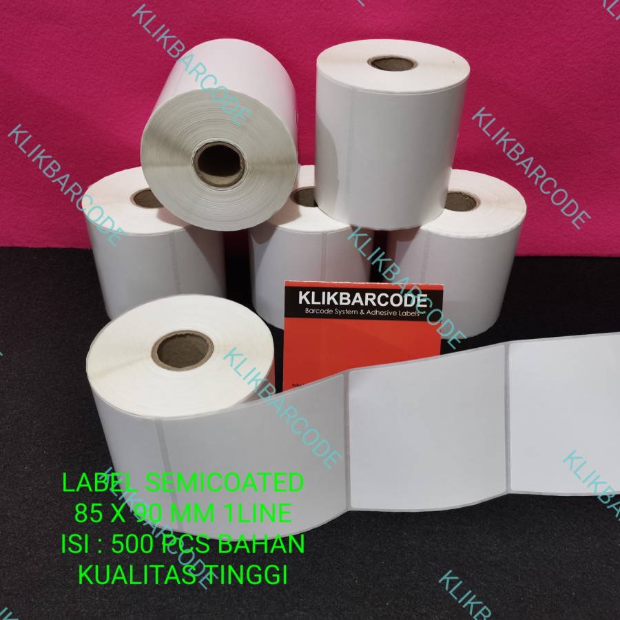 

STICKER KERTAS LABEL PRINTER BARCODE 85 X 90 MM - 1 LINE - SEMICOATED