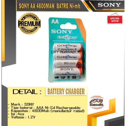 BATTERY SONY  AA NIMH 4600MAH RECHARGEABLE  BATTERY CYCLE ENERGY