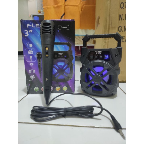 Speaker Bluetooth FLECO X-BASS F-3008 Plus Mic Kabel Karaoke Radio FM TF CARD USB BT AUX/Salon Aktif/Musik Box Bluetooth Full Bass