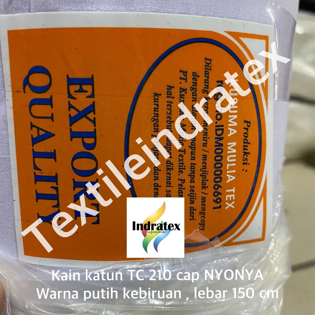 ( per 1 roll ) kain katun putih polos TC 210 NYONYA gulung lebar 150 cm isi 54 meter bahan atasan baju hem kemeja seragam sekolah kerja kerudung bergo jilbab background backdrop foto taplak meja alas piknik mori kafan spanduk lukis pecel lele kerajinan