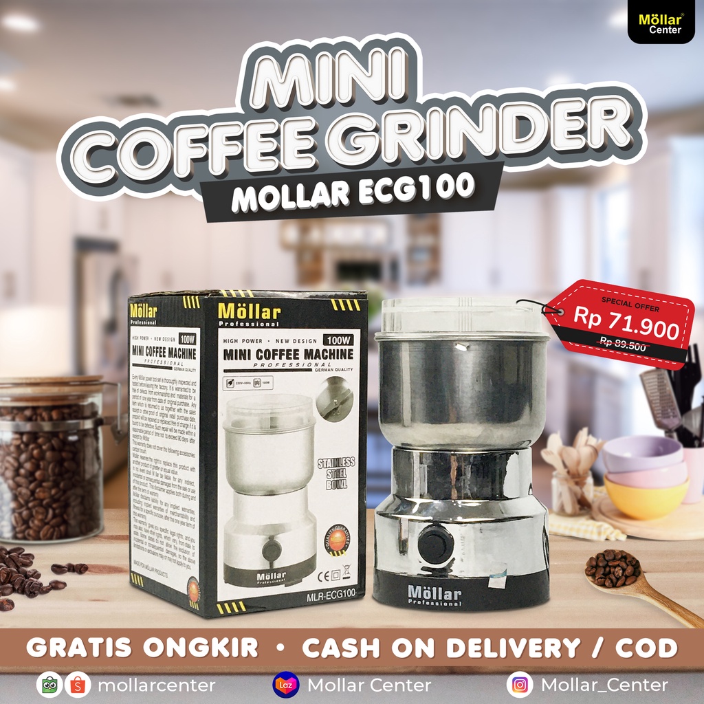 MOLLAR MINI COFFEE GRINDER GILINGAN KOPI LISTRIK - BLENDER BUMBU DAPUR