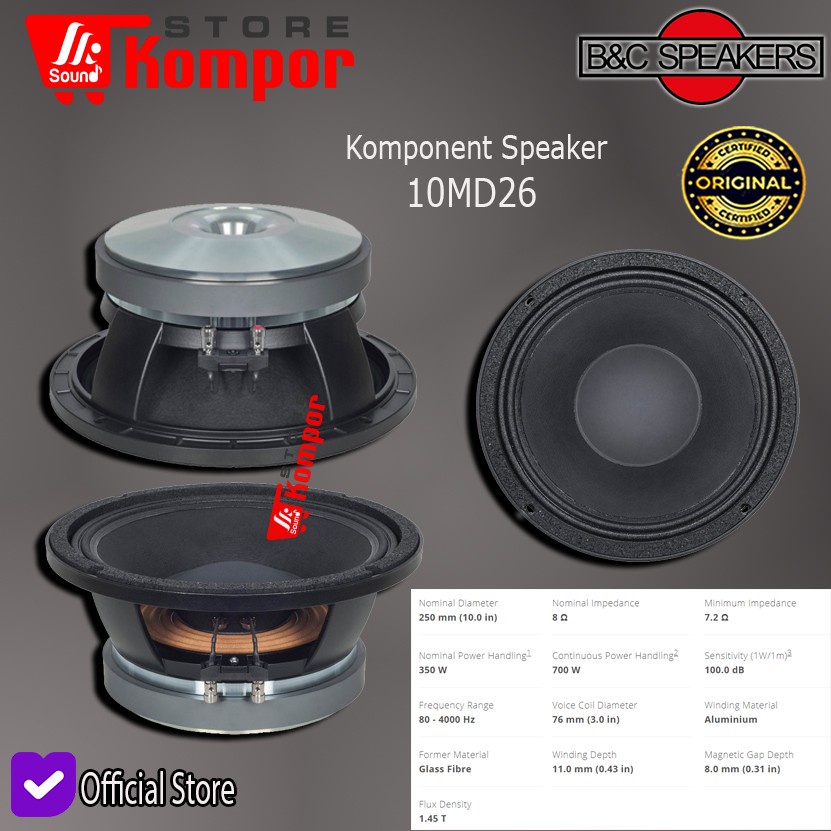 GROSIR 4 UNIT SPEAKER B&C 10MD26 ORIGINAL ITALI SECOND