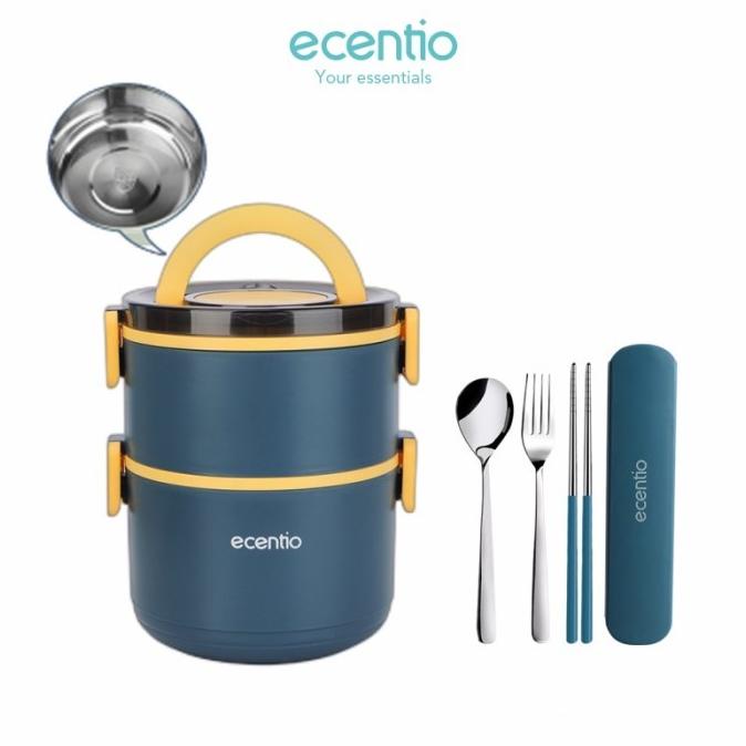 Rantang Ecentio Kotak Makan Stainless 1600Ml Lunch Box Set Susun Storalena