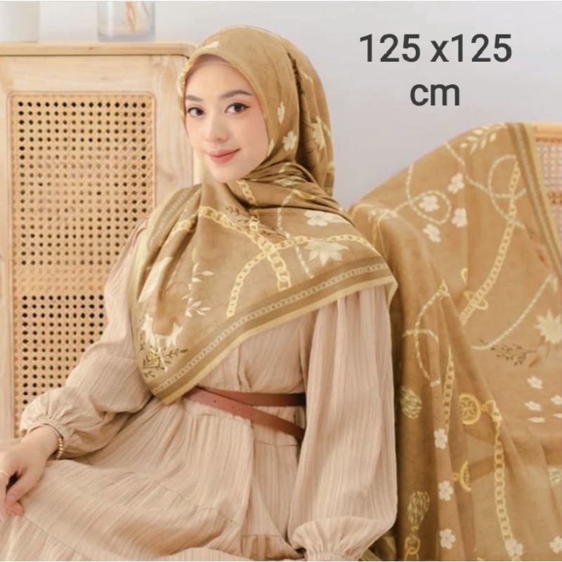 SALE HIJAB / SYARI JAMIAHHH COKLAT / COD / KERUDUNG VOAL MOTIF / SEGI EMPAT VOAL / JILBAB TERBARU / 