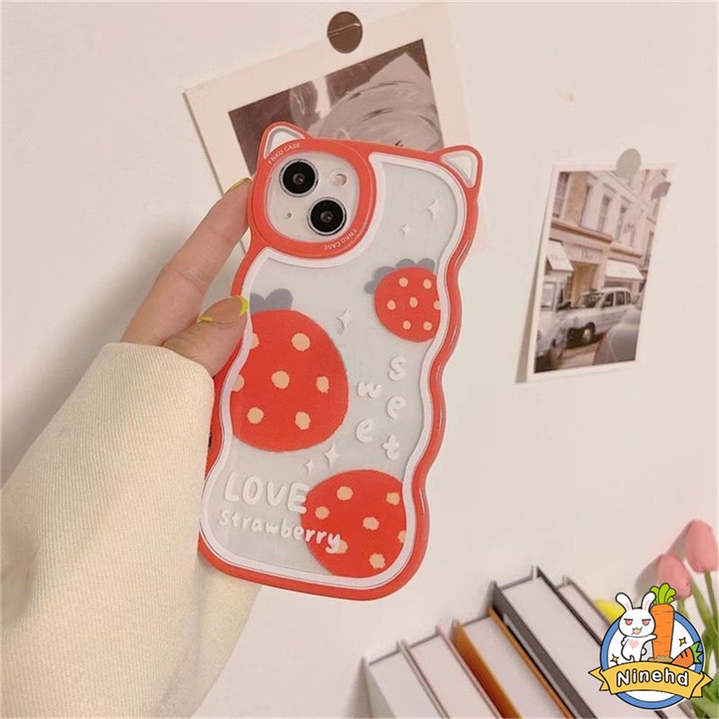 IPHONE Casing Kompatibel Untuk Iphone14 13 12 11 Pro Max X Xr Xs Max8 7 6 6s Plus SE Gaya Kecil Segar Telinga Kucing Casing Ponsel Silikon Transparan Tahan Jatuh Soft Case Cover Pelindung
