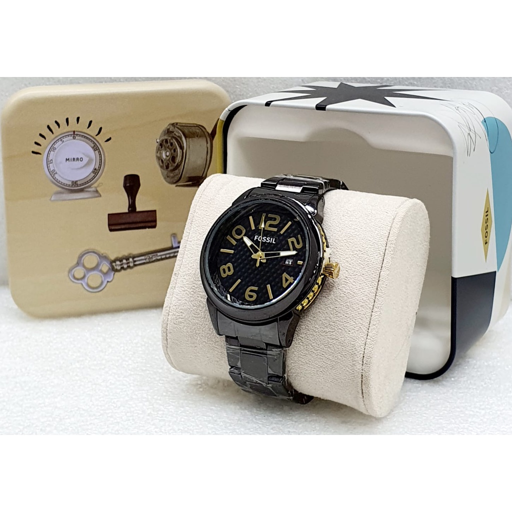 Jam Tangan Wanita Fashion C41650A Tali Rantai Tanggal Aktif Free Box Kaleng &amp; Baterai Cadangan