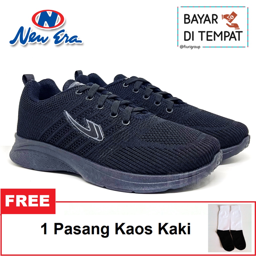 FIURI - NEW ERA - ALPHARD 39-43 FULL HITAM - Sepatu Kets Pria - Sepatu Sneakers Pria - Sepatu Olahraga Sport Pria - Sepatu Casual Kanvas - Sepatu Jogging Lari Fitness Gym Senam Pria - Sepatu Sekolah Bertali SMP SMA