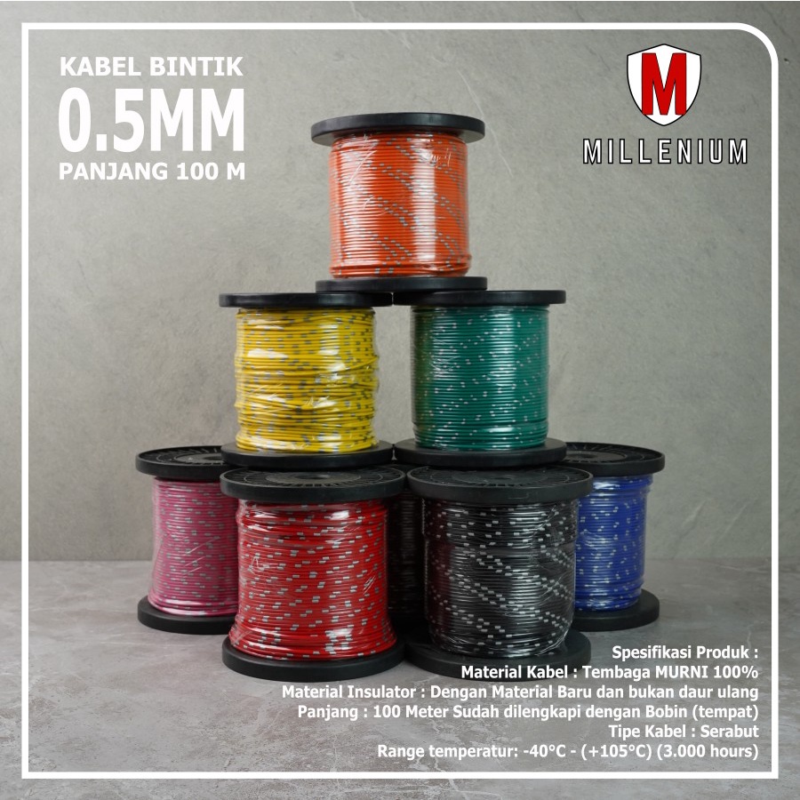 KABEL BINTIK AVS BOBIN 0.5MM x 100M KABEL BODY / KABEL OTOMOTIF MOBIL MOTOR