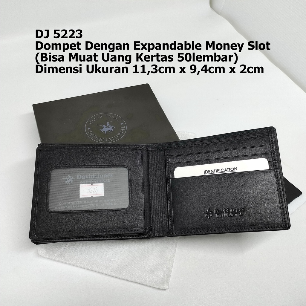 Dompet Pria David Jones DJ 5223 Expandable Model Tidur Kulit Import