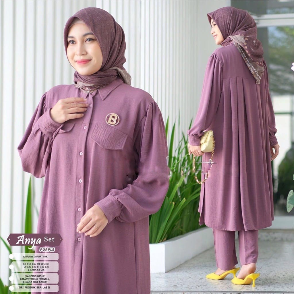 ANYA SET // SETELAN TUNIK LONG CRINCLE AIRFLOW