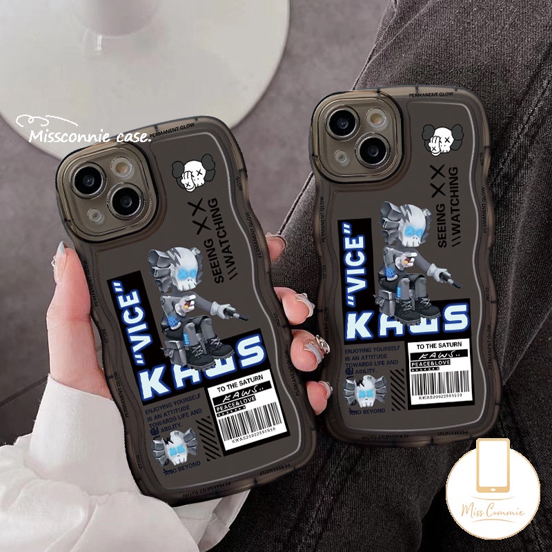 IPHONE Case Kompatibel Untuk Iphone11Xr 6 6s 8 7 Plus 12 13 14 Pro Max 14 Plus X XS Max 11Pro Max SE 2020 Kartun Fashion Beruang Keras Kaws Wavy Edge Soft TPU Phone Case