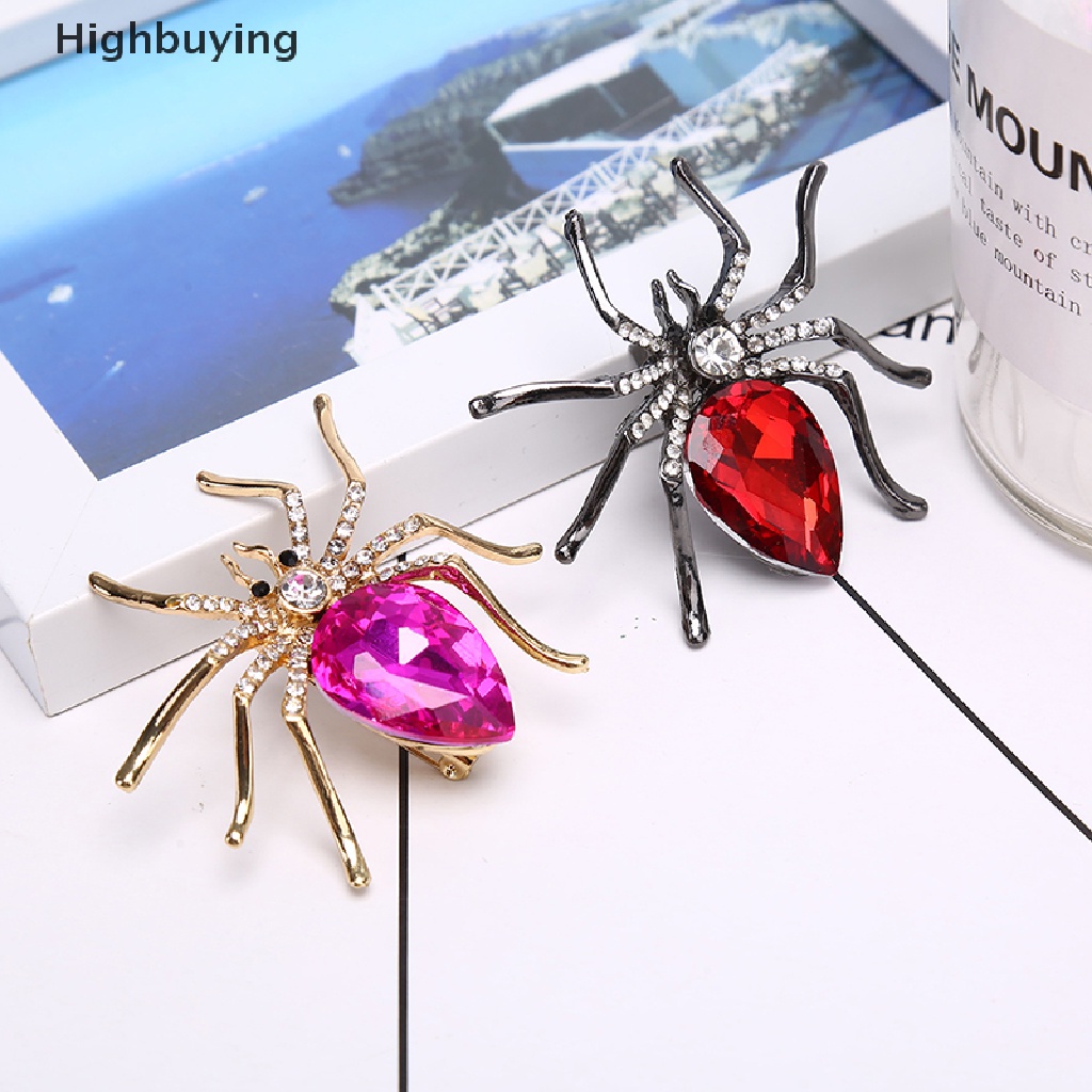 Hbid Fashion Lady Kristal Spider Pin Bros Dekorasi Korsase Lencana Perhiasan Hadiah Glory