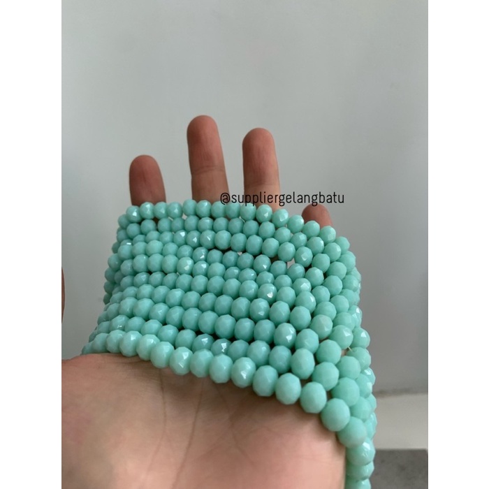 Crystal Ceko Doff 10mm GREEN MINT bahan gelang kalung monte DIY craft