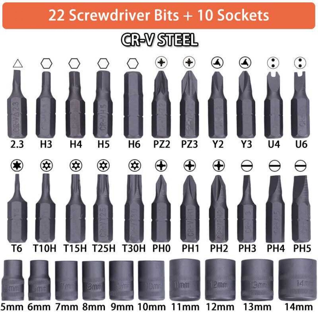 AOTUO Set Kunci Ratchet Sok Erek Screwdriver 38 in 1