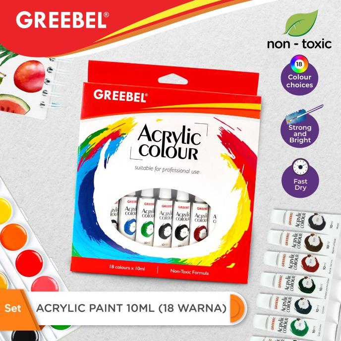

GREEBEL Cat Akrilik / Acrylic Colour / Acrylic Paint 10ml (18pcs/box)