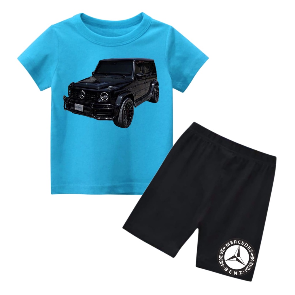 Hzl_outfit Baju Setelan Kaos Anak Super Car Marcedes Benz/Set Baju Kaos Anak