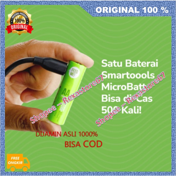 Baterai Rechargeable AA Micro USB Microbatt Smartoools Baterai Cas AA ASLI