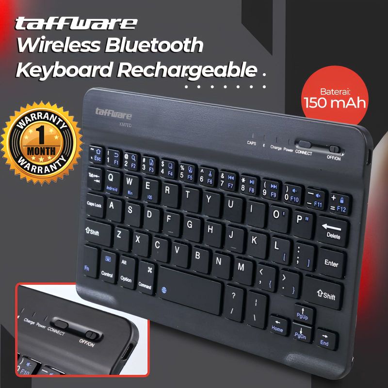 Keyboard Wireless Bluetooth Mini Portable Untuk Tablet / Pc / Laptop / Handphone Bisa Dicharger Gara
