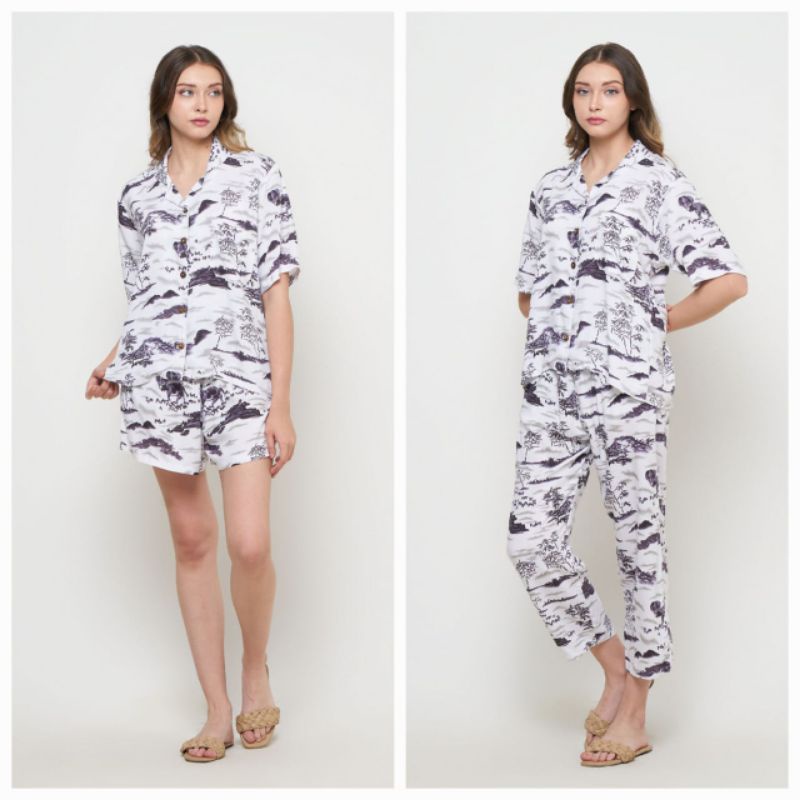 Baju Tidur Piyama celana panjang dan pendekYoura Set