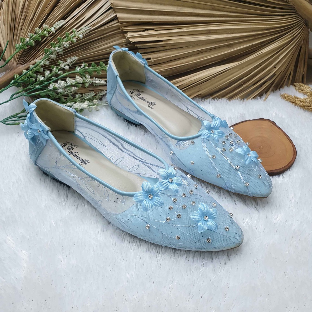 weeding flatshoes maisa babyblue cantik 1cm