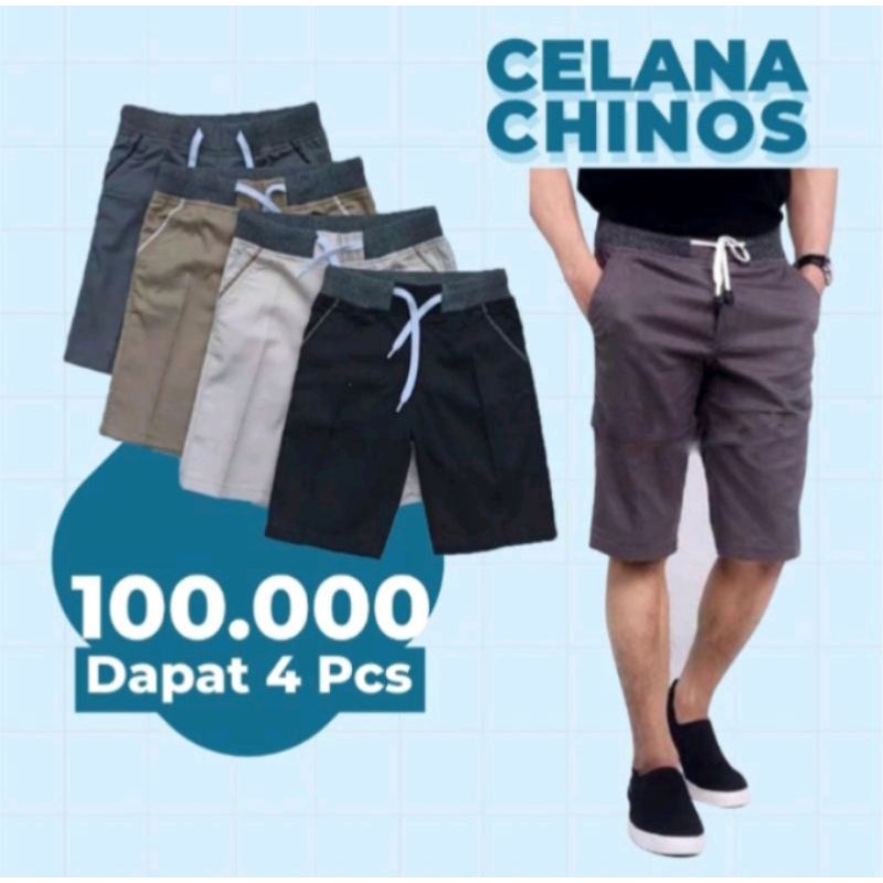 Celana Pendek Pria Dewasa Distro Chinos Surfing Kolor Rib Polos Santait