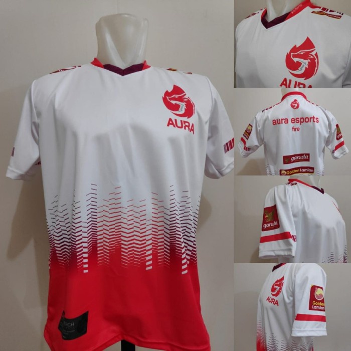 ⭐BISA COD⭐ Baju Kaos Jersey AURA FIRE ML, FREEFIRE, PUBGM Free Nickname - XS