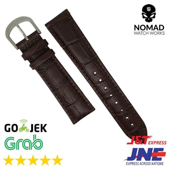 18 MM - STRAP KULIT BUAYA STAMP - TALI JAM TANGAN KULIT - COKLAT ---NEW---