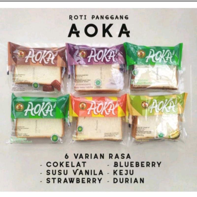 AOKA Roti Panggang MURAH / Gulung Cokelat / Keju / Durian 65 Gram