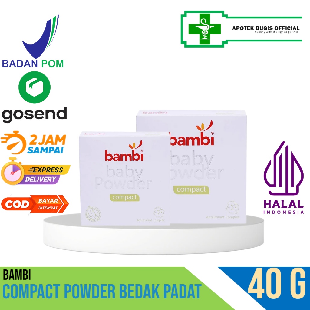 Bambi Compact Powder 40 gram Bedak Padat - Bayi Kulit Normal - Sensitif | Aromatherapy