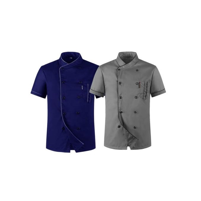 Seragam Kerja Chef Seragam Pelayan Baju Koki Pria Wanita Unisex - Abu