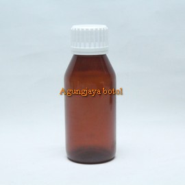 Botol Sirup Obat 100 Ml Coklat Pet Tutup Ulir / Botol Plastik / Botol Pet Food / Botol Sirup Obat / 
