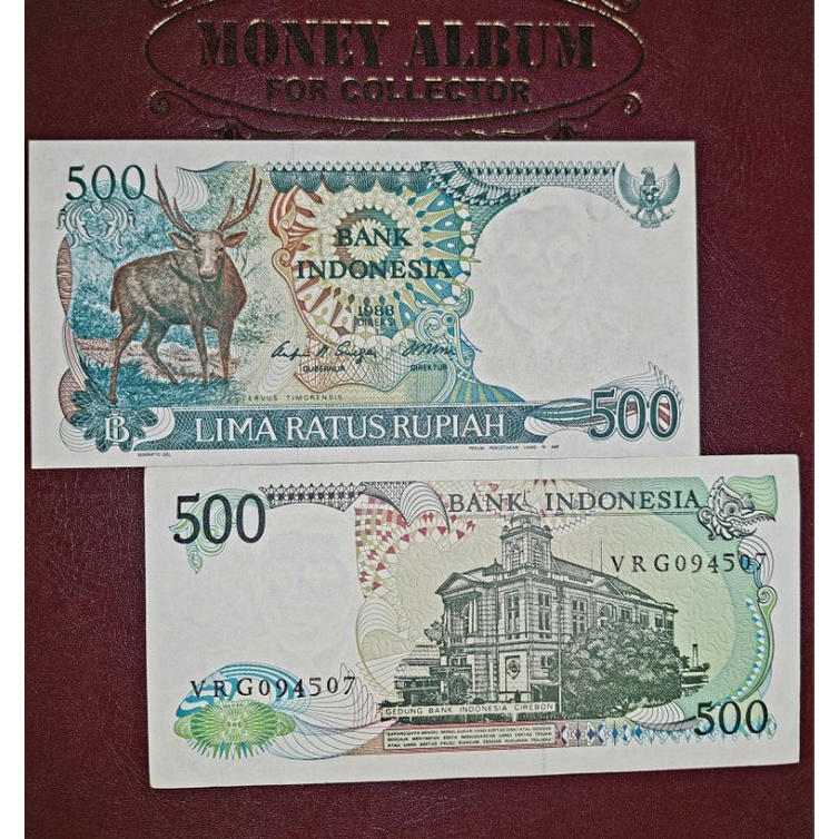 (ORIGINAL GRESS) Uang Kuno 500 RUSA th 1988 UNC GRESS / Uang kertas 500 Kijang